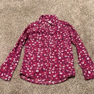 Shyanne Kids Floral Button Down Shirt - Pink and White